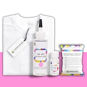skin friendly tie dye bottle with white t-shirt 100 cotton 180 gsm t-shirt dye activator - color fixative included cold fabric dye colors 9-11 year soft pink