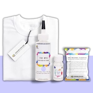 skin friendly tie dye bottle with white t-shirt 100 cotton 180 gsm t-shirt dye activator - color fixative included cold fabric dye colors 7-8 year periwinkle