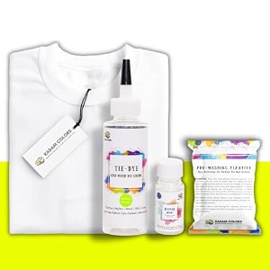 skin friendly tie dye bottle with white t-shirt 100 cotton 180 gsm t-shirt dye activator - color fixative included cold fabric dye colors 7-8 year citrus green