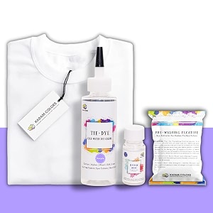 skin friendly tie dye bottle with white t-shirt 100 cotton 180 gsm t-shirt dye activator - color fixative included cold fabric dye colors xl 4344 purple