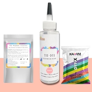 skin friendly tie dye bottle with white t-shirt 100 cotton 180 gsm t-shirt dye activator - color fixative included cold fabric dye colors peach