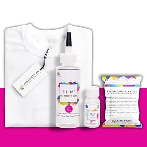 skin friendly tie dye bottle with white t-shirt 100 cotton 180 gsm t-shirt dye activator - color fixative included cold fabric dye colors 5-6 year hot pink