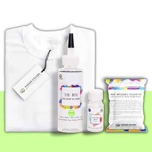 skin friendly tie dye bottle with white t-shirt 100 cotton 180 gsm t-shirt dye activator - color fixative included cold fabric dye colors 5-6 year pistachio