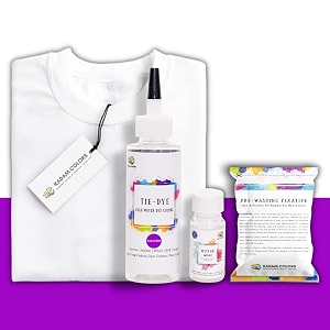 skin friendly tie dye bottle with white t-shirt 100 cotton 180 gsm t-shirt dye activator - color fixative included cold fabric dye colors 5-6 year lavender