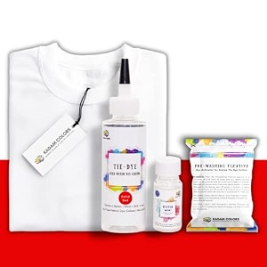 skin friendly tie dye bottle with white t-shirt 100 cotton 180 gsm t-shirt dye activator - color fixative included cold fabric dye colors medium 3940 solid red