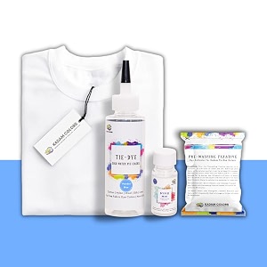 skin friendly tie dye bottle with white t-shirt 100 cotton 180 gsm t-shirt dye activator - color fixative included cold fabric dye colors small 3738 powder blue