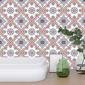 skin poster - a4 moroccan tile stickers for kitchen backsplash bathroom floor wood glass stick home dcor furniture multicolor 8x8 inch 36 pic