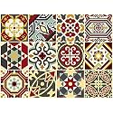 Skin Poster - B3C Moroccan Tile Stickers for Kitchen Backsplash Bathroom Floor Wood Glass Stick Home D�cor Furniture (Multicolor, 6x6 Inch 36 pic)