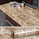 Skin Poster - Brown Marble Gloss Film Vinyl Wallpaper Decal Top Peel and Stick Door Wardrobe Wall Papers Vinyl PVC Self Adhesive for Cupboard Door/Almirah/Fridge/Tabletop/Wall, Floor - '24x72' Inches