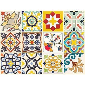 skin poster - e1 moroccan tile stickers for kitchen backsplash bathroom floor wood glass stick home dcor furniture multicolor 3x3 inch 36 pic