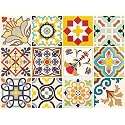 Skin Poster - E5 Moroccan Tile Stickers for Kitchen Backsplash Bathroom Floor Wood Glass Stick Home D�cor Furniture (Multicolor, 10x10 Inch 36 pic)