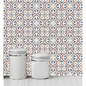 skin poster - f5 moroccan tile stickers for kitchen backsplash bathroom floor wood glass stick home dcor furniture multicolor 10x10 inch 36 pic