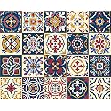 Skin Poster - G4 Moroccan Tile Stickers for Kitchen Backsplash Bathroom Floor Wood Glass Stick Home D�cor Furniture (Multicolor, 8x8 Inch 36 pic)