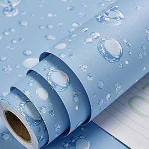 skin poster - sky blue rain self-adhesiveinterior filmtexture peel and stick vinyl  24x144 inch
