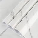 Skin Poster - White Line Marble Gloss Vinyl Wallpaper Decal Top Peel and Stick Door Wardrobe Wall Papers Vinyl PVC Self Adhesive for Cupboard Door/Almirah/Fridge/Tabletop/Wall, Floor - '12x96' Inches