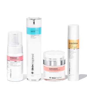 skininspired winter warriors combo kit - foaming facewash  hyaluronic acid serum  ceramide moisturizer  total care sunscreen