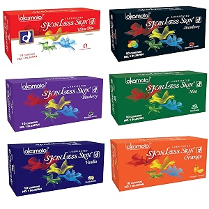 okamoto skinless skin condoms-ultra thinstrawberry 1350s and multi-flavouredjapan6 x 10sno1 in japan