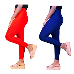 skinny ankle length slim fit cotton lycra streachable leggings for women pack of 2