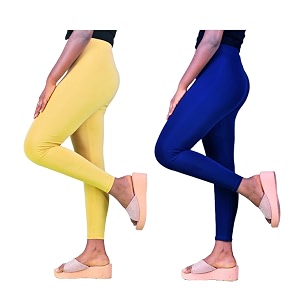 skinny ankle length slim fit cotton lycra streachable leggings for women pack of 2