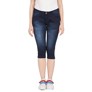 Skinny Fit Women Denim Capri