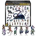 Skinny Minis 7 Seas Flat Acrylic Miniatures Set for TTPRPG, Bulk 35 Fantasy Mini Figures, Pirates, XL Kraken, Mini Sea Creatures, Seafolk Heroes & Monsters with Bases