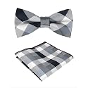 Kihatwin Skinny Ties for Mens Novelty Plaid Check Business Wedding Fashion Formal Neckties 2.7, Pocket Square, Bow Ties