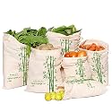 100% Cotton Set of 6 Reusable Fridge Storage Bags (10x13 Inches) for Vegetables and Fruits Multipurpose Eco Friendly Bags