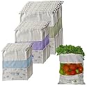 Set Of 24 Organic Cotton Reusable Vegetable Drawstring Bag For Fridge, Eco Friendly Storage Bags, 10 x 13 Inch Perfect For Fruits, Vegetables, Pulses & Grocery items, Multipurpose| (3 Colors)