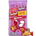 SKITTLES &amp; STARBURST Fun Size Individually Wrapped Nut Free Valentine's Day Candy Valentine Exchange, 50 Ct Bulk Bag