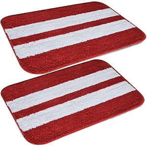 skive india set of 2 piece mats with anti skid rubber backingcolour red with white strip set of 240 x 60 cm