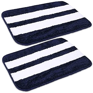 skive india set of 2 piece mats with anti skid rubber backingcolour blue with white strip set of 2 40 x 60 cm