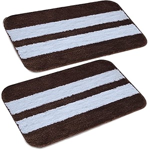 skive india set of 2 piece mats with anti skid rubber backingcolour cofee with white strip set of 2 40 x 60 cm