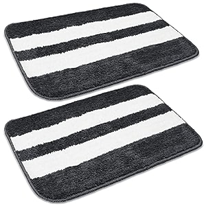 skive india set of 2 piece mats with anti skid rubber backingcolour gray with white strip set of 2 40 x 60 cm