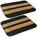 SKIVE India Set of 2 Piece mats with Anti Skid Rubber Backing,Colour Gray with Gold Strip,Size(40 x 60 cm) Set of 2 Piece