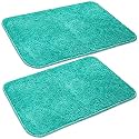SKIVE India Set of 2 Piece mats with Anti Skid Rubber BackingColour Aqua,Size(40 x 60 cm) Set of 2 Piece