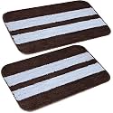 SKIVE India Set of 2 Piece mats with Anti Skid Rubber Backing,Colour Cofee with White Strip Set of 2 (40 x 60 cm)
