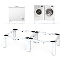 SKM Washer and Dryer Pedestals Adjustable Universal Stand 40.9-66.14" L 20.47-33.07" W Heavy Duty Steel Laundry Pedestal 7 Legs 441LB for Front Load Washer Dryer Refrigerator, White