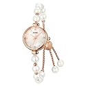 SKMEI Stainless Steel Girls Ladies Watch Bracelet Diamond Ladies Small Rose Gold Fashion Luxury Thin Waterproof Analog Quartz Casual Wife Gift Silver Watch-1983(Pearl White),Band Color:Multicolor