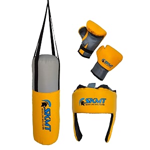 skmt never lose until you win boxing kit boxing set for kids boxing kit for children filled punching bag gloves and headgear age 7-13 years yellow