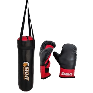 skmt never lose until you win kids boxing kit set punching bag with punching gloves 2-8 years black