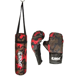 skmt never lose until you win kids boxing kit kids boxing kit set kids boxing set boxing set for kids punching bag with punching gloves 2-8 years camo red