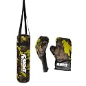 SKMT NEVER LOSE UNTIL YOU WIN Kids Boxing Kit, Kids Boxing Kit Set, Kids Boxing Set, Boxing Set for Kids, Punching Bag with Punching Gloves (2-8 Years) (CAMO Green)