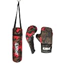 SKMT NEVER LOSE UNTIL YOU WIN Kids Boxing Kit, Kids Boxing Kit Set, Kids Boxing Set, Boxing Set for Kids, Punching Bag with Punching Gloves (2-8 Years) (CAMO RED)