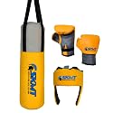 SKMT Never Lose Until You Win - Kids Boxing kit Yellow (Filled Punching Bag, Gloves and Headgear, Age 7-12 Years)