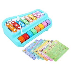 skoodle 2-in-1 xylophone amp piano toy for kids 3 years  blue  musical instrument with 8 colourful keys amp 2 mallets  educational amp interactive toy for toddlers boys and girl