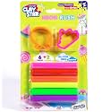 Skoodle Clay Star Neon Rush, 6 Multicolor neon Clay Sticks + 2 Moulds (100gm), for 3+ Years, Non-Toxic, Gift for Kids