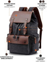 SKOVA LONDON Travel Laptop Canvas Eco Friendly Vegan Leather for Men Women for Travel Hiking 30 L Backpack