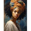 SKRYUIE 5D African Woman Diamond Painting Kits - DIY Diamond Art Kits for Adults African American, Full Round Drill - Crystal Cross Stitch - Adults Craft for Wall &amp; Office Decor - 12x16 inch