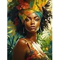 SKRYUIE 5D African Woman Diamond Painting Kits - DIY Diamond Art Kits for Adults African American, Full Round Drill - Crystal Cross Stitch - Adults Craft for Wall & Office Decor - 12x16 inch
