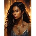 SKRYUIE 5D African Woman Diamond Painting Kits - DIY Diamond Art Kits for Adults African American, Full Round Drill - Crystal Cross Stitch - Adults Craft for Wall &amp; Office Decor - 12x16 inch 12